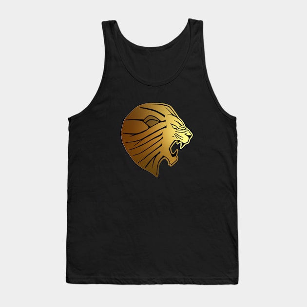 Gold Lion Head Tank Top by shaldesign